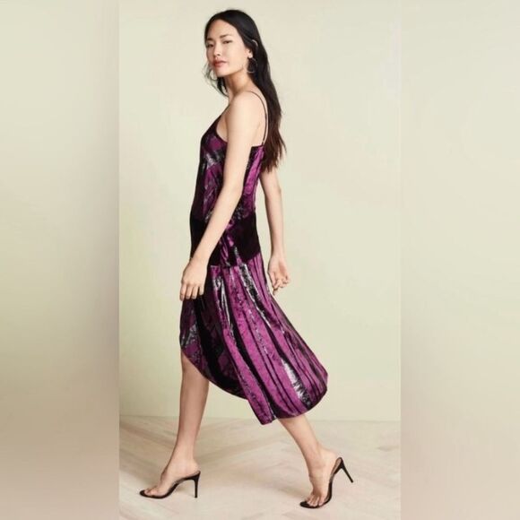 PARKER Selma V-neck Velvet Metallic Dress Cordovan Size 00 - Picture 8 of 14